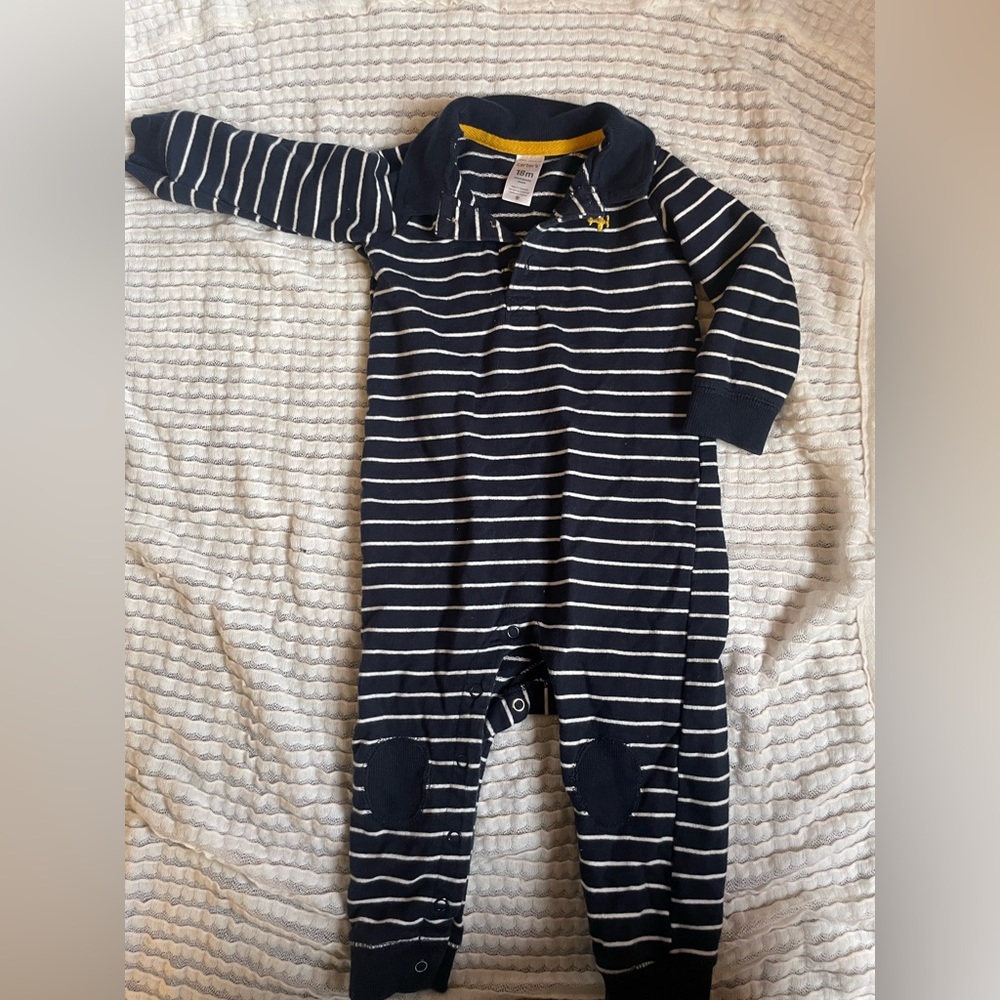 Carters baby boy 18 months one piece striped outfit.